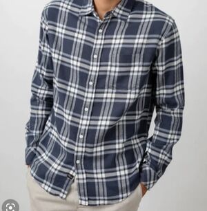 Rails Lennox Navy Yale White Plaid Brushed Cotton Shirt Size Medium